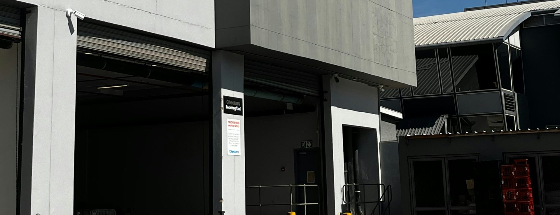 Modern commercial warehouse with loading bays